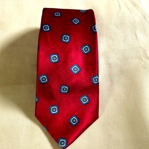 Vintage Givenchy Monsieur Men’s Silk Necktie. Red with blue design.